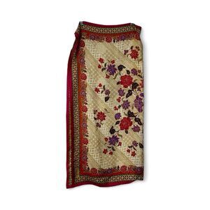 Nicole Miller Studio Silk Scarf in Cream, Pink and Orange, Boho